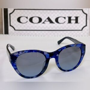 New Coach HC8167F L565 536117 Black Blue Mosaic Sunglasses
